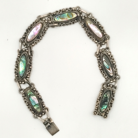 Bracelet En Argent Sterling 925 Avec Nacre D'abalone - Neuf, Jamais Porté